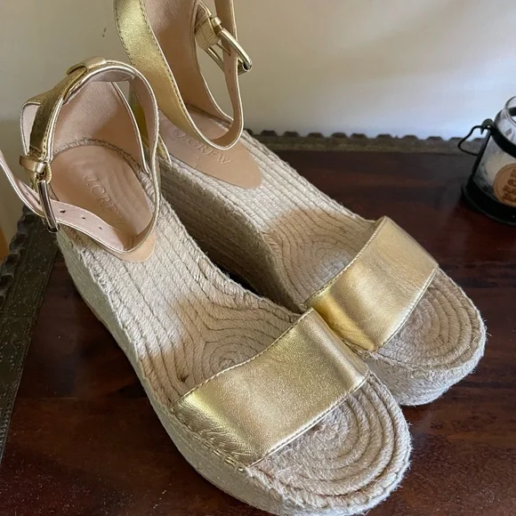 J.crew Marina metallic gold espadrille wedge sandals - Picture 2 of 8